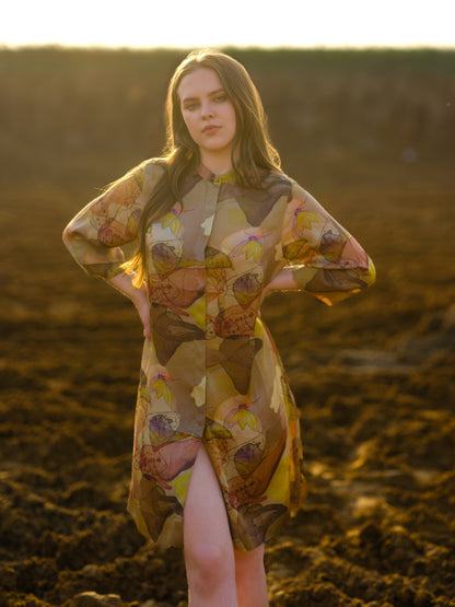 MULTI ABSTRACT SHIRT DRESS