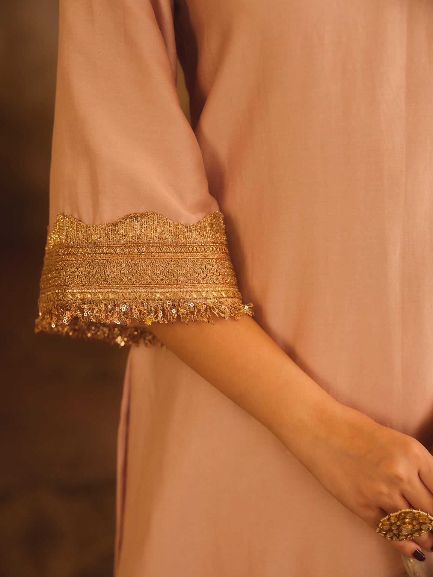 GULBANO PINK V-NECK A-LINE KURTA SET