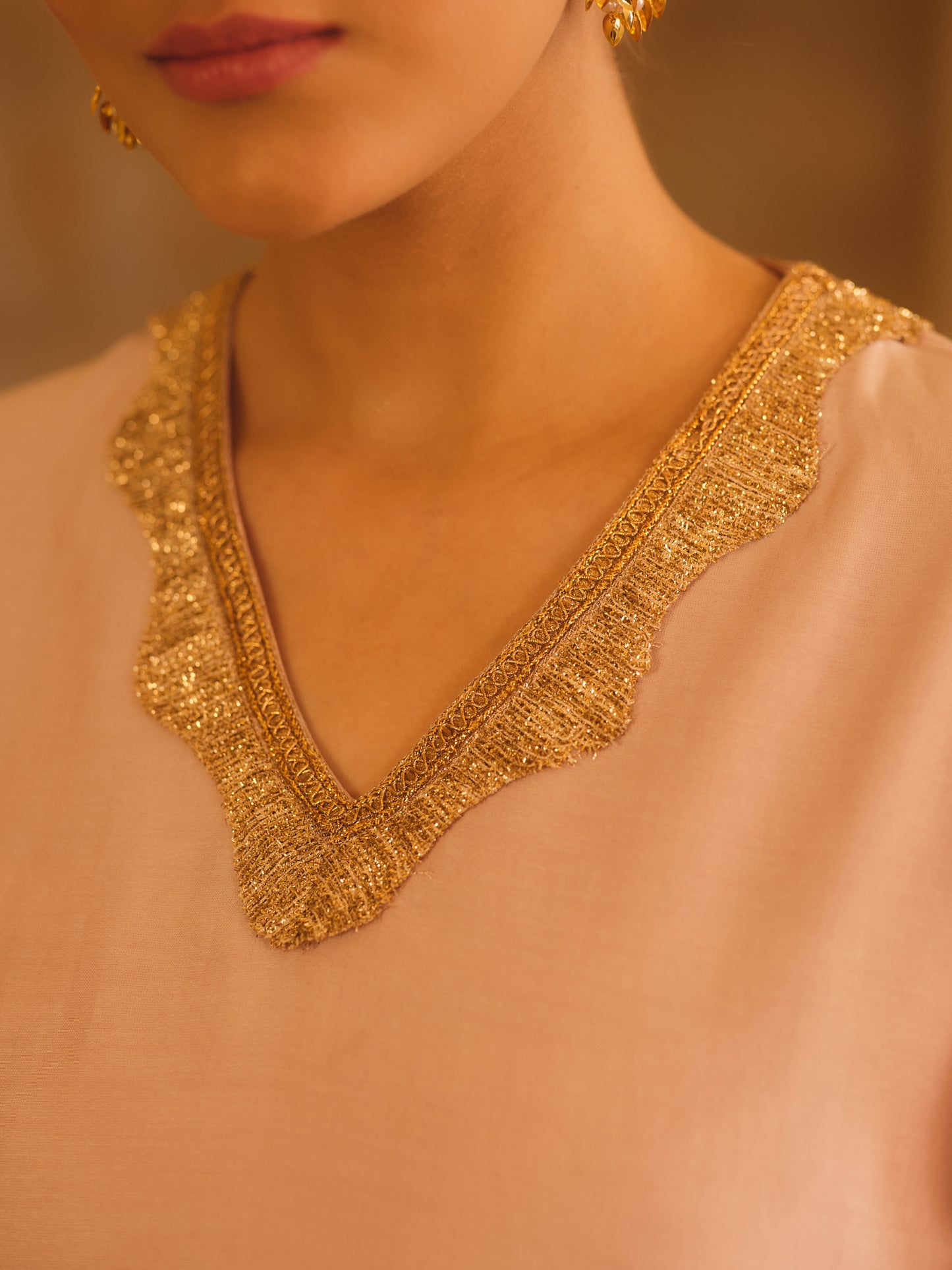 GULBANO PINK V-NECK A-LINE KURTA SET