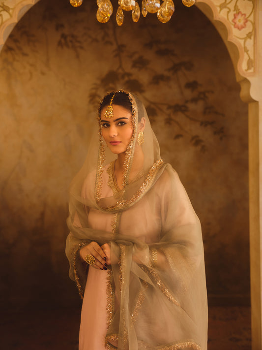 GULBANO PINK V-NECK A-LINE KURTA SET