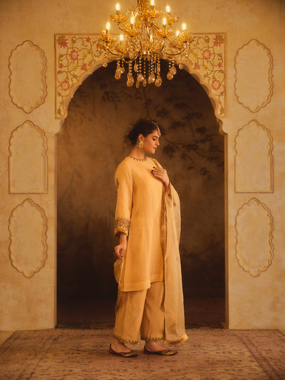 TAJRA GOLD ZERO-NECK A-LINE KURTA SET